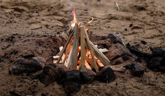 Teepee campfire